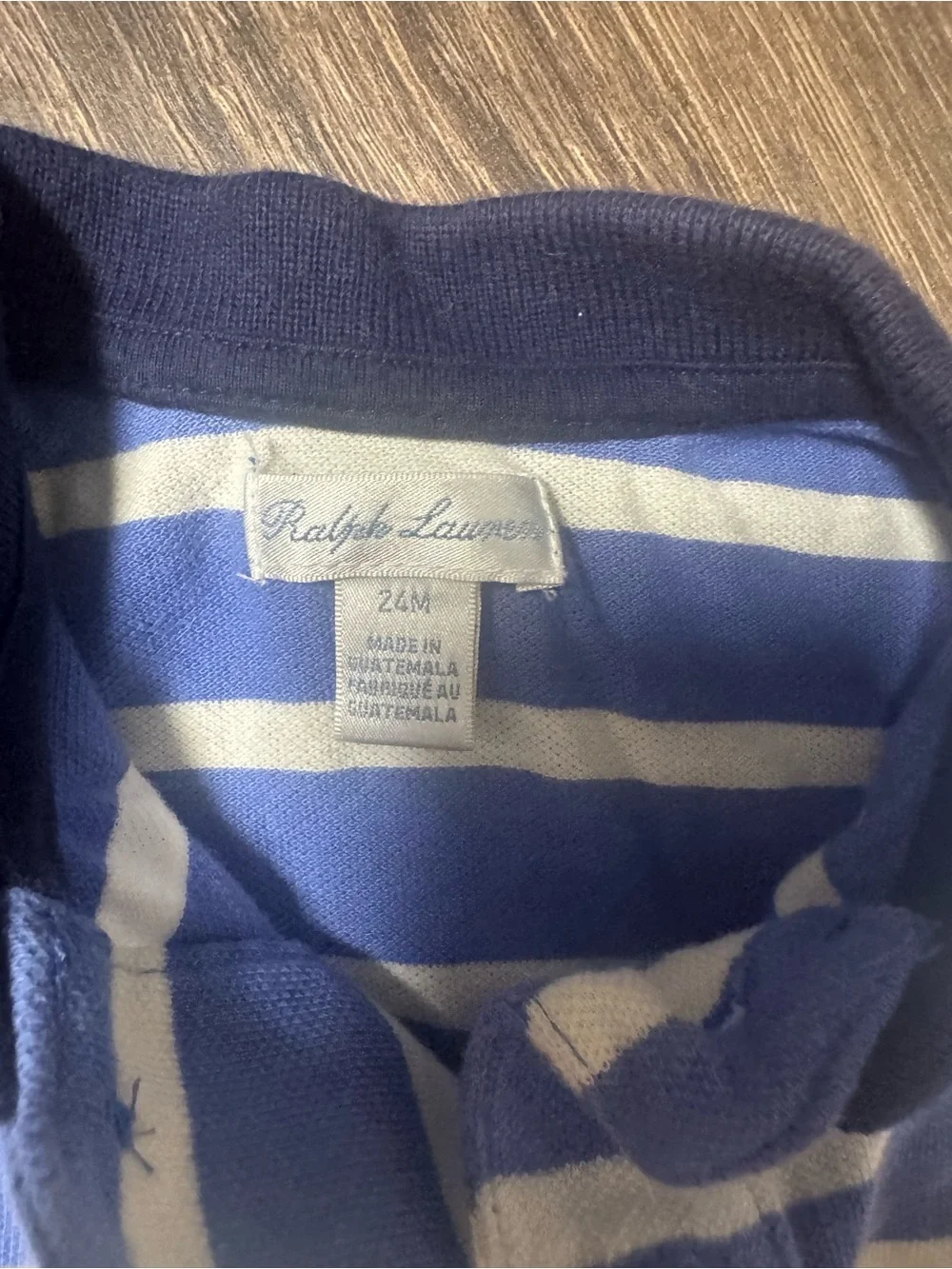 Ralph Lauren Navy & White Striped Polo Shirt - Kids
